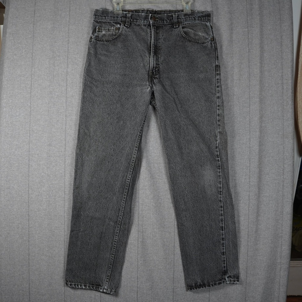 Vintage Levis 505 Mens 38x32 (Fit 34x30) Faded Black Denim Jeans Made in USA 80s
